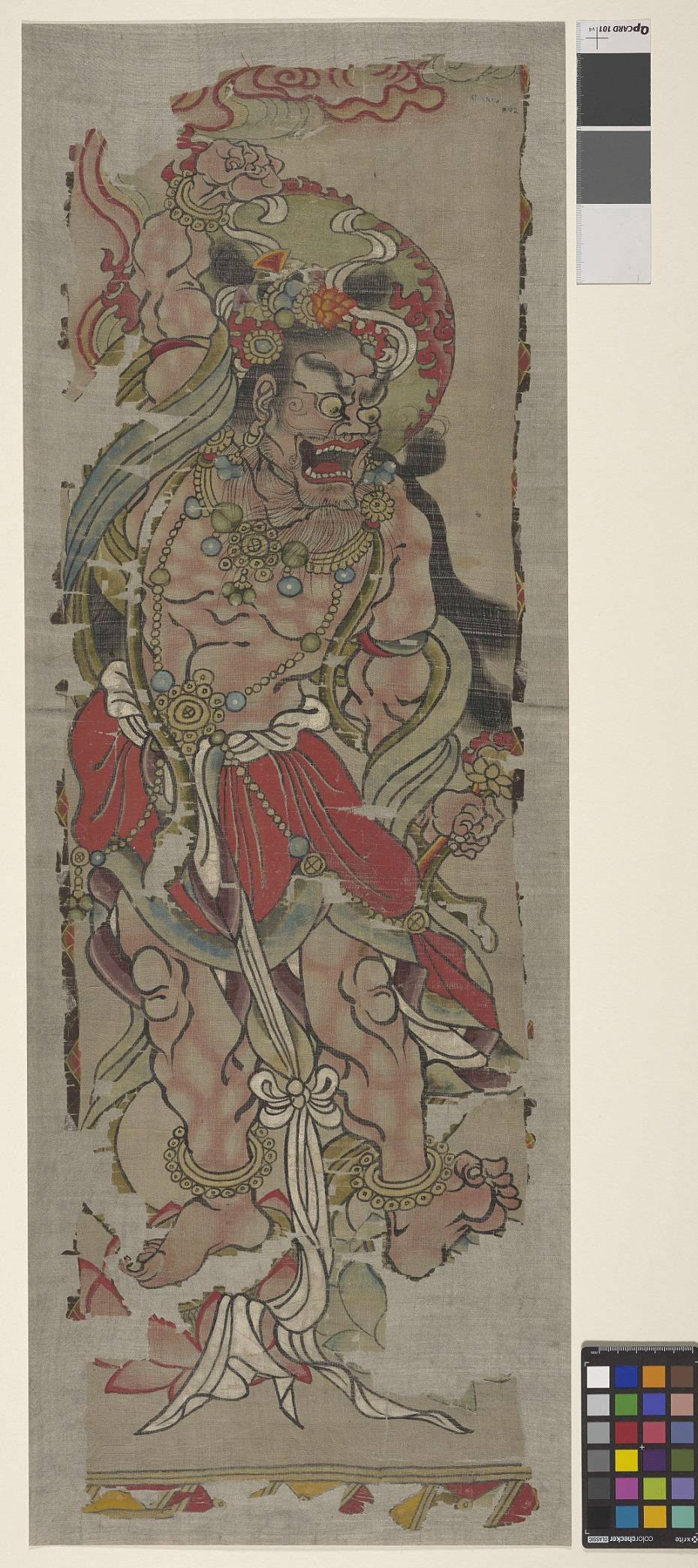 guozibaba 分享「金刚力士像. 唐代. 彩色绢画. 敦煌莫高窟.79.5×25.5cm