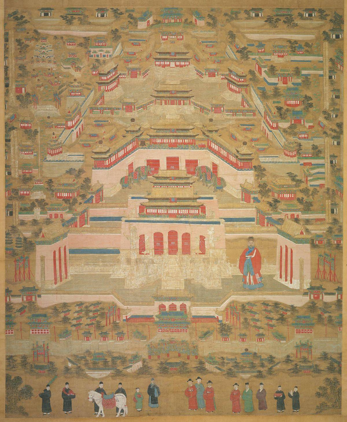 大明宫殿图轴.绢本设色（365x192厘米）台北故宫博物院藏.平圖021582